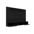 Meuble TV mural flottant de style rustique marron/blanc/noir, moderne du milieu du siècle, avec rangement dissimulé – Simple