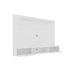 Meuble TV mural flottant de style rustique marron/blanc/noir, moderne du milieu du siècle, avec rangement dissimulé – Simple