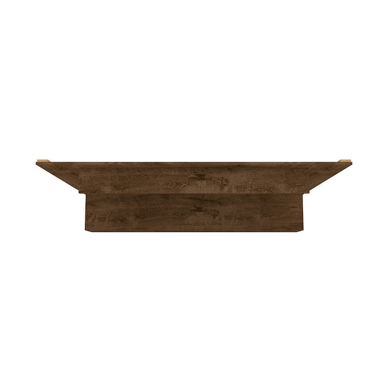 Meuble TV mural flottant de style rustique marron/blanc/noir, moderne du milieu du siècle, avec rangement dissimulé – Simple