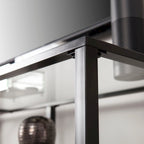 Meuble TV multimédia en métal thermolaqué noir/blanc et verre trempé, 70" – Simple
