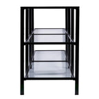 Meuble TV multimédia en métal thermolaqué noir/blanc et verre trempé, 70" – Simple