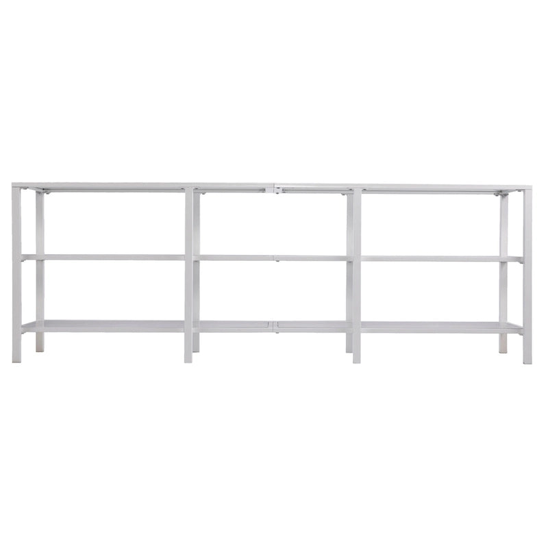 Meuble TV multimédia en métal thermolaqué noir/blanc et verre trempé, 70" – Simple