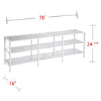 Meuble TV multimédia en métal thermolaqué noir/blanc et verre trempé, 70" – Simple
