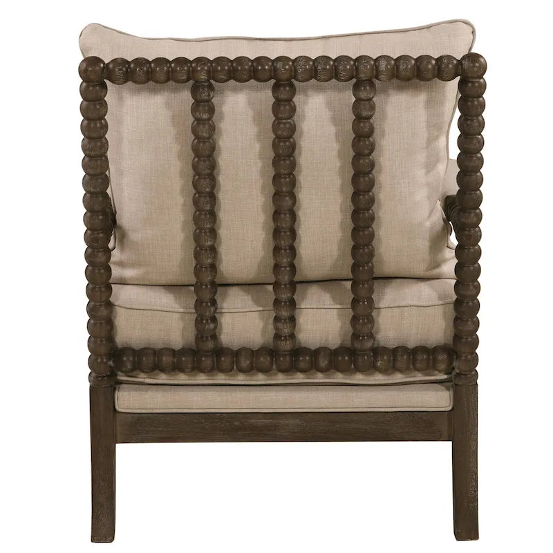 Fauteuil d'appoint broche tissu ambre / avoine avec pieds noyer – Simple