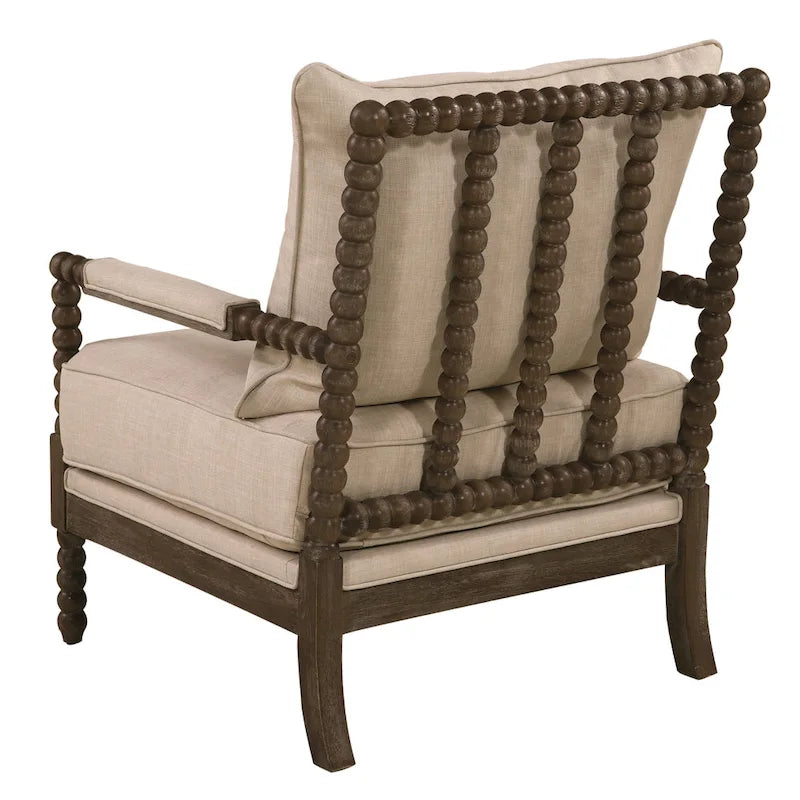 Fauteuil d'appoint broche tissu ambre / avoine avec pieds noyer – Simple
