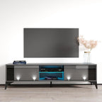 Meuble TV Brillant Blanc / Gris / Noir 63" avec Corps Mat – Simple
