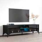 Meuble TV Brillant Blanc / Gris / Noir 63" avec Corps Mat – Simple