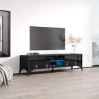 Meuble TV Brillant Blanc / Gris / Noir 63" avec Corps Mat – Simple