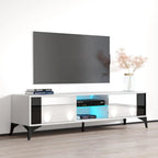 Meuble TV Brillant Blanc / Gris / Noir 63" avec Corps Mat – Simple
