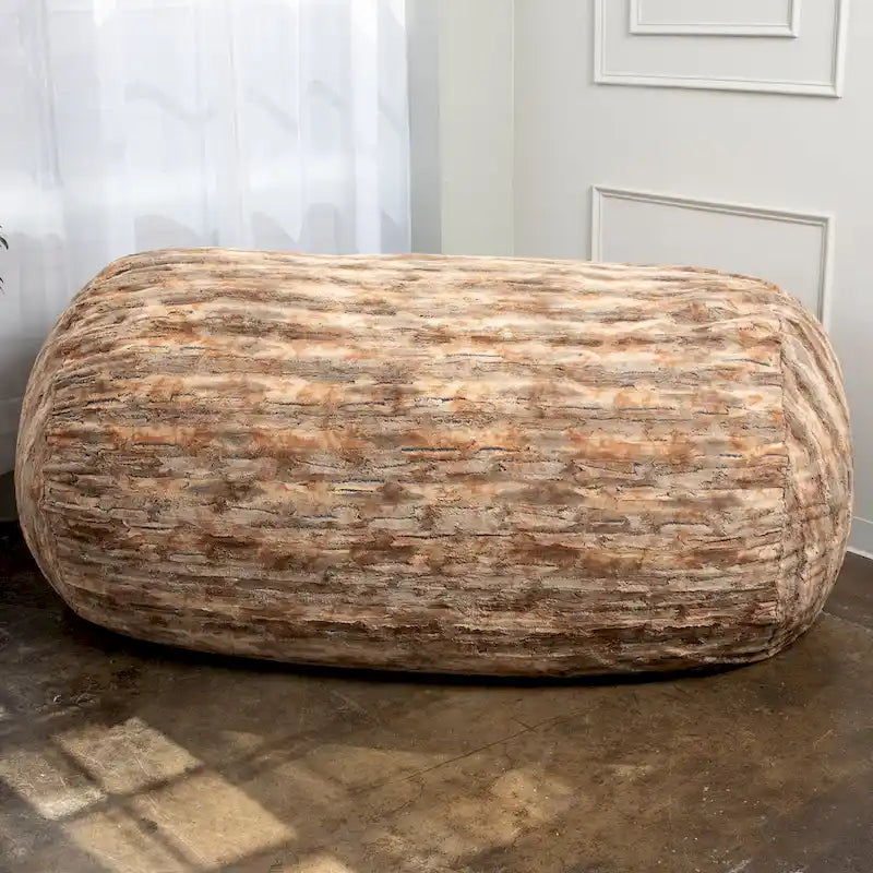 Canapé poire de 213 cm en fausse fourrure Indigo/Rouge/Argenté/Renard des montagnes avec rembourrage en mousse déchiquetée – 1 à 2 places
