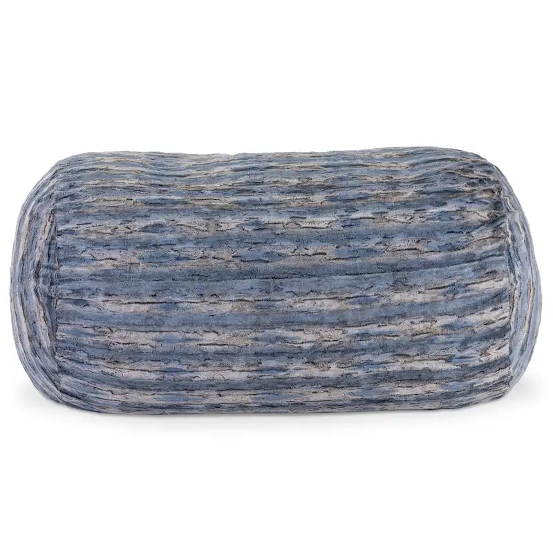Canapé poire de 213 cm en fausse fourrure Indigo/Rouge/Argenté/Renard des montagnes avec rembourrage en mousse déchiquetée – 1 à 2 places
