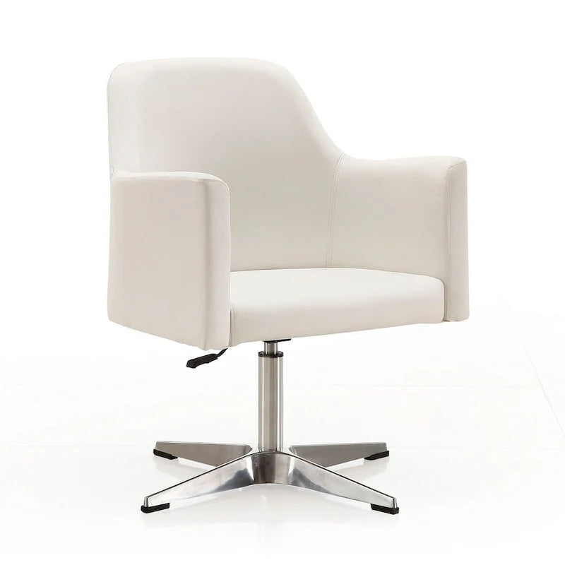 Fauteuil d'appoint pivotant réglable en hauteur en similicuir orange/blanc avec base chromée – Unité