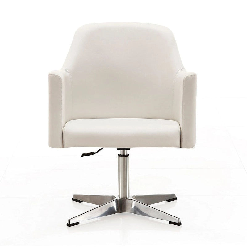 Fauteuil d'appoint pivotant réglable en hauteur en similicuir orange/blanc avec base chromée – Unité