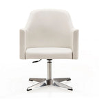 Fauteuil d'appoint pivotant réglable en hauteur en similicuir orange/blanc avec base chromée – Unité