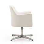 Fauteuil d'appoint pivotant réglable en hauteur en similicuir orange/blanc avec base chromée – Unité