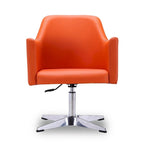 Fauteuil d'appoint pivotant réglable en hauteur en similicuir orange/blanc avec base chromée – Unité
