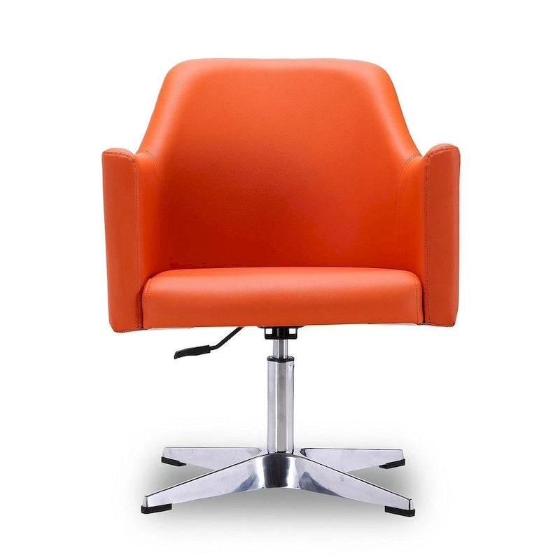 Fauteuil d'appoint pivotant réglable en hauteur en similicuir orange/blanc avec base chromée – Unité