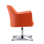 Fauteuil d'appoint pivotant réglable en hauteur en similicuir orange/blanc avec base chromée – Unité