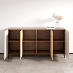 Buffet 4 portes – Noir / Blanc / Chêne mat – Simple