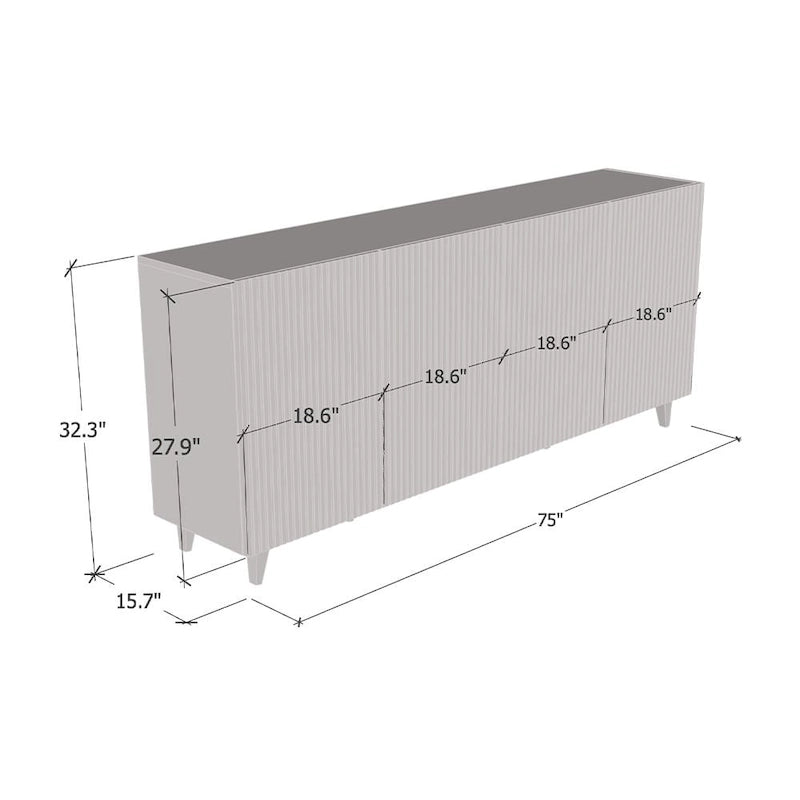 Buffet 4 portes – Noir / Blanc / Chêne mat – Simple
