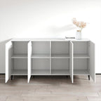 Buffet 4 portes – Noir / Blanc / Chêne mat – Simple