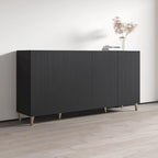Buffet 4 portes – Noir / Blanc / Chêne mat – Simple