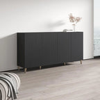 Buffet 4 portes – Noir / Blanc / Chêne mat – Simple