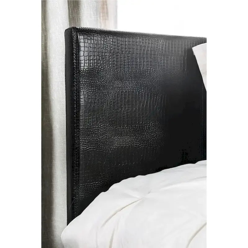 Lit plateforme rembourré en similicuir noir – Lit simple / Lit double / Grand lit / Très grand lit / Très grand lit californien