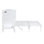 Lit escamotable Queen size gris/blanc avec port USB double et 2 bureaux coulissants – 2 places