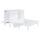 Lit escamotable Queen size gris/blanc avec port USB double et 2 bureaux coulissants – 2 places