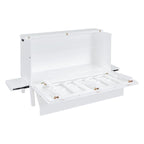 Lit escamotable Queen size gris/blanc avec port USB double et 2 bureaux coulissants – 2 places
