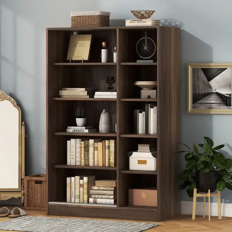 Armoire à volets 3 portes noyer/blanc avec étagères et penderie – Simple