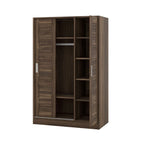 Armoire à volets 3 portes noyer/blanc avec étagères et penderie – Simple