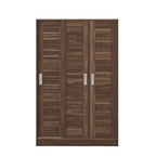Armoire à volets 3 portes noyer/blanc avec étagères et penderie – Simple