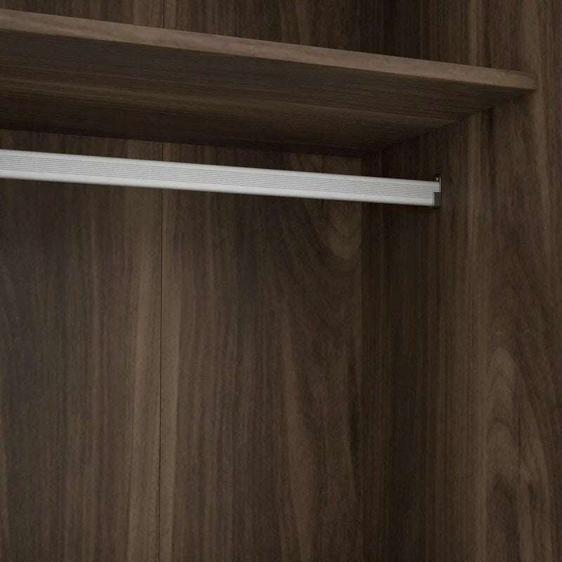 Armoire à volets 3 portes noyer/blanc avec étagères et penderie – Simple