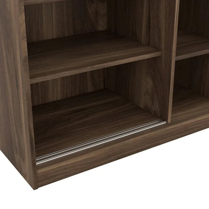 Armoire à volets 3 portes noyer/blanc avec étagères et penderie – Simple