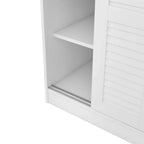 Armoire à volets 3 portes noyer/blanc avec étagères et penderie – Simple