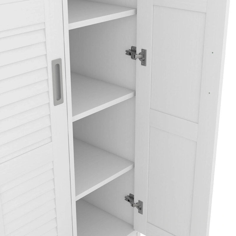 Armoire à volets 3 portes noyer/blanc avec étagères et penderie – Simple