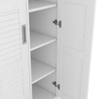 Armoire à volets 3 portes noyer/blanc avec étagères et penderie – Simple