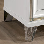 Table de chevet art déco 2 tiroirs argentée/blanche avec port USB et bordure miroir – Simple