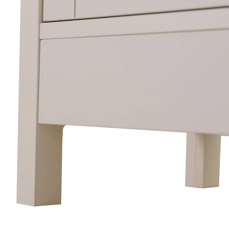 Meuble de rangement de salle de bain sur pied de style rustique, peint couleur ivoire, avec porte coulissante de grange – Simple
