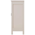 Meuble de rangement de salle de bain sur pied de style rustique, peint couleur ivoire, avec porte coulissante de grange – Simple