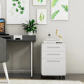 Caisson de classement mobile 3 tiroirs en acier blanc/noir/gris/bleu avec serrure et 5 roulettes – Simple