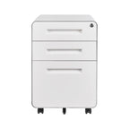 Caisson de classement mobile 3 tiroirs en acier blanc/noir/gris/bleu avec serrure et 5 roulettes – Simple