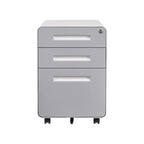 Caisson de classement mobile 3 tiroirs en acier blanc/noir/gris/bleu avec serrure et 5 roulettes – Simple