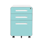Caisson de classement mobile 3 tiroirs en acier blanc/noir/gris/bleu avec serrure et 5 roulettes – Simple