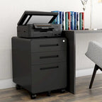 Caisson de classement mobile 3 tiroirs en acier blanc/noir/gris/bleu avec serrure et 5 roulettes – Simple