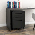 Caisson de classement mobile 3 tiroirs en acier blanc/noir/gris/bleu avec serrure et 5 roulettes – Simple