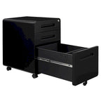 Caisson de classement mobile 3 tiroirs en acier blanc/noir/gris/bleu avec serrure et 5 roulettes – Simple