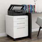 Caisson de classement mobile 3 tiroirs en acier blanc/noir/gris/bleu avec serrure et 5 roulettes – Simple